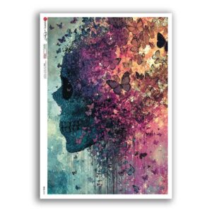SKULL-0054. Carta di riso teschi per decoupage.