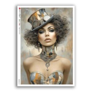STEAMPUNK-0009. Carta di riso punk per decoupage.