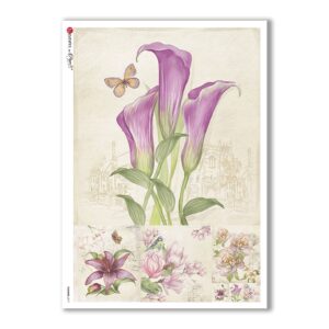 FLOWERS-0217. Carta di riso fiori per decoupage.