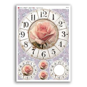 TIME-0069. Carta di riso orologi per decoupage.