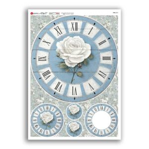 TIME-0070. Carta di riso orologi per decoupage.