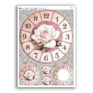 TIME-0071. Carta di riso orologi per decoupage.