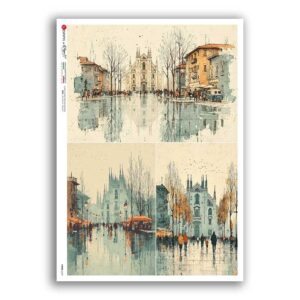 VIEWS-0239. Carta di Riso paesaggi per decoupage