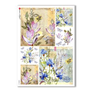 FLOWERS-0223. Carta di riso fiori per decoupage.