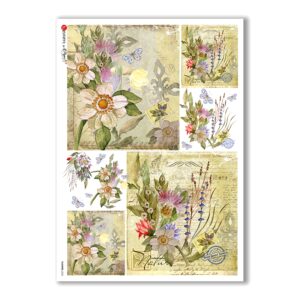 FLOWERS-0224. Carta di riso fiori per decoupage.