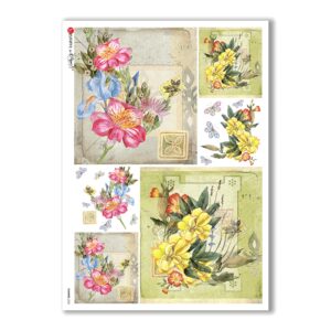 FLOWERS-0225. Carta di riso fiori per decoupage.