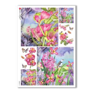 FLOWERS-0226. Carta di riso fiori per decoupage.