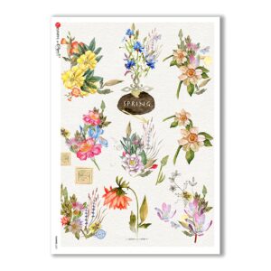 FLOWERS-0227. Carta di riso fiori per decoupage.