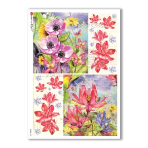 FLOWERS-0228. Carta di riso fiori per decoupage.
