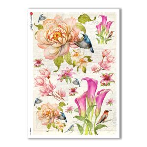 FLOWERS-0231. Carta di riso fiori per decoupage.