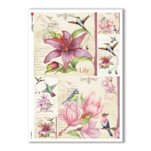 FLOWERS-0232. Carta di riso fiori per decoupage.
