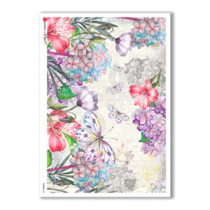 FLOWERS-0234. Carta di riso fiori per decoupage.