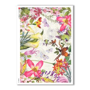 FLOWERS-0235. Carta di riso fiori per decoupage.
