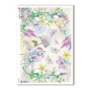 FLOWERS-0236. Carta di riso fiori per decoupage.