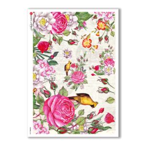 FLOWERS-0238. Carta di riso fiori per decoupage.