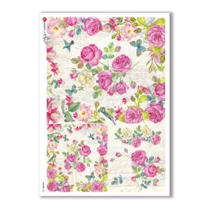 FLOWERS-0240. Carta di riso fiori per decoupage.