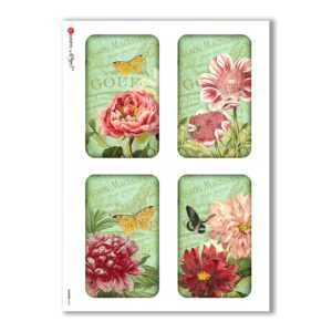 FLOWERS-0242. Carta di riso vittoriana fiori per decoupage.