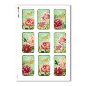 FLOWERS-0243. Carta di riso vittoriana fiori per decoupage.