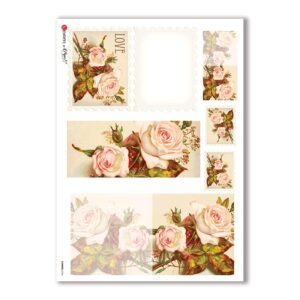FLOWERS-0244. Carta di riso vittoriana fiori per decoupage.