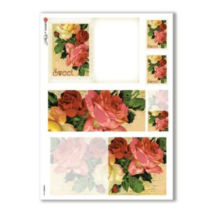 FLOWERS-0246. Carta di riso vittoriana fiori per decoupage.