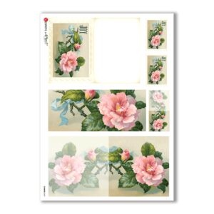 FLOWERS-0247. Carta di riso vittoriana fiori per decoupage.