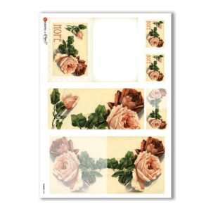 FLOWERS-0248. Carta di riso vittoriana fiori per decoupage.