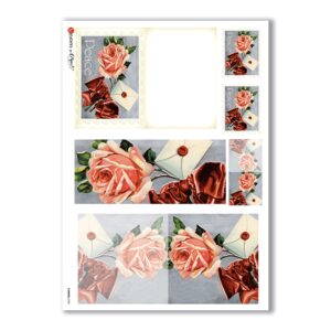 FLOWERS-0250. Carta di riso vittoriana fiori per decoupage.