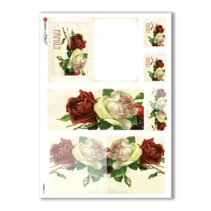 FLOWERS-0251. Carta di riso vittoriana fiori per decoupage.