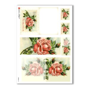 FLOWERS-0252. Carta di riso vittoriana fiori per decoupage.