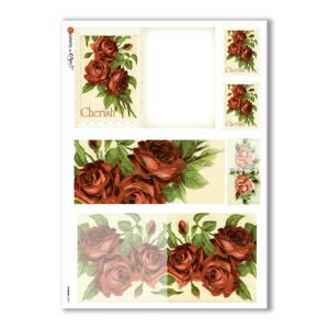 FLOWERS-0253. Carta di riso vittoriana fiori per decoupage.