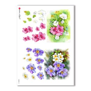 FLOWERS-0254. Carta di riso fiori per decoupage.