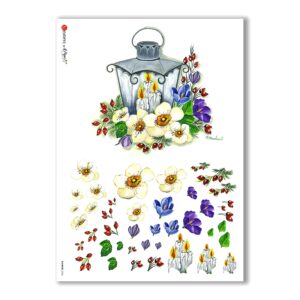 FLOWERS-0256. Carta di riso fiori per decoupage.