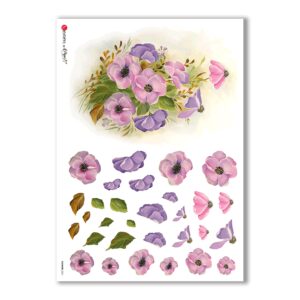 FLOWERS-0261. Carta di riso fiori per decoupage.