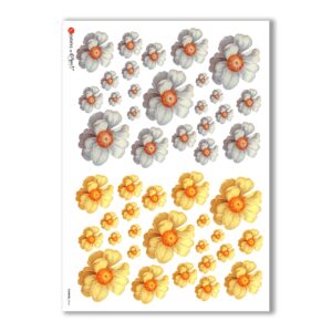 FLOWERS-0264. Carta di riso fiori per decoupage.