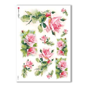 FLOWERS-0266. Carta di riso vittoriana fiori per decoupage.