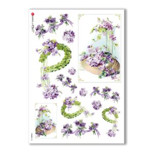 FLOWERS-0268. Carta di riso vittoriana fiori per decoupage.
