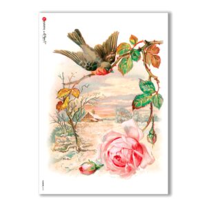 FLOWERS-0270. Carta di riso vittoriana fiori per decoupage.