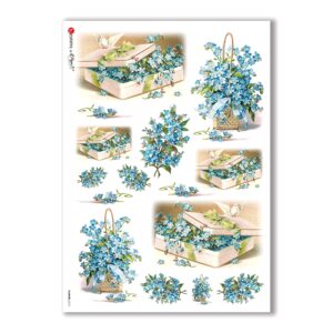 FLOWERS-0273. Carta di riso vittoriana fiori per decoupage.