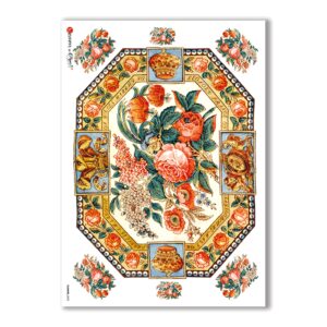 FLOWERS-0278. Carta di riso vittoriana fiori per decoupage.