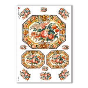 FLOWERS-0279. Carta di riso vittoriana fiori per decoupage.