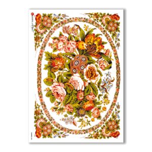 FLOWERS-0280. Carta di riso vittoriana fiori per decoupage.