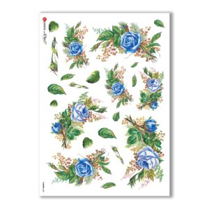 FLOWERS-0282. Carta di riso vittoriana fiori per decoupage.