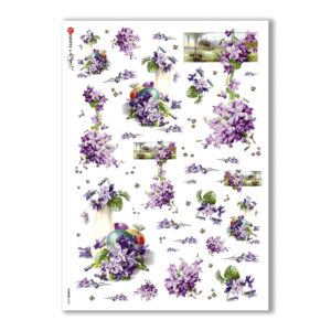 FLOWERS-0285. Carta di riso vittoriana fiori per decoupage.