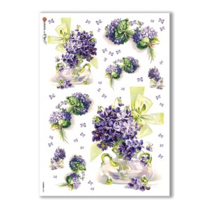FLOWERS-0286. Carta di riso vittoriana fiori per decoupage.