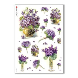 FLOWERS-0287. Carta di riso vittoriana fiori per decoupage.
