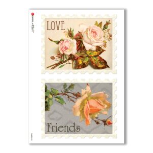 FLOWERS-0289. Carta di riso vittoriana fiori per decoupage.