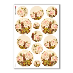 FLOWERS-0297. Carta di riso vittoriana fiori per decoupage.