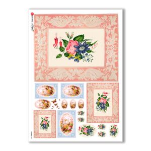 FLOWERS-0299. Carta di riso vittoriana fiori per decoupage.