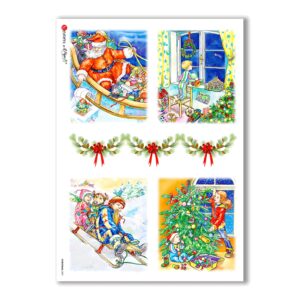 CHRISTMAS-0001. Carta di riso Natale per decoupage.