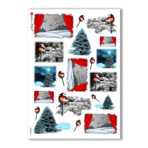 CHRISTMAS-0016. Carta di riso Natale per decoupage.